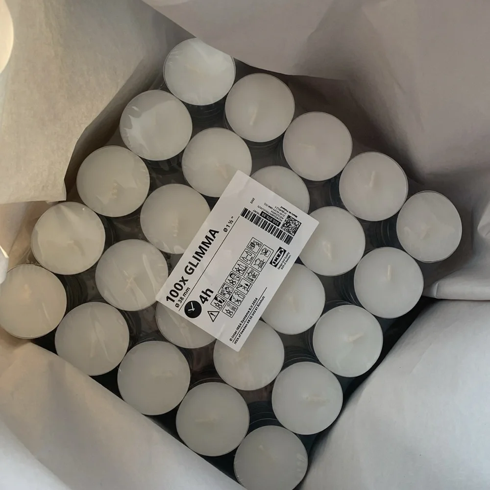1 packs/100 individual IKEA GLIMMA Unscented tea lights date night dinner party